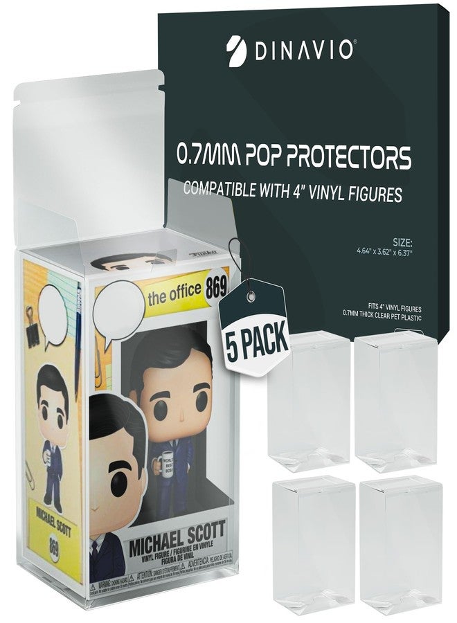 Dinavio Crafthouse Premium 0.7mm Heavy Duty Plastic Funko Pop Protector Compatible with Funko POP! 4" Inch Figures - Ultra Thick 0.7mm, Crystal Clear, UV Protection, Scratch Resistant (5 Pack) - Image 1