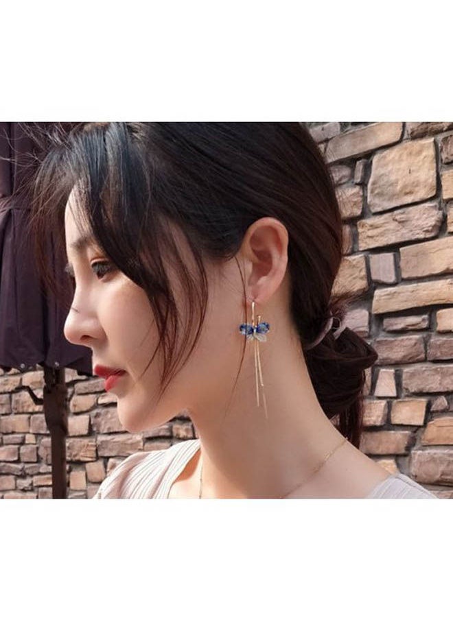 NIBEMINENT - Butterfly Designed Rhinestone Studded Dangle Earrings - Image 1