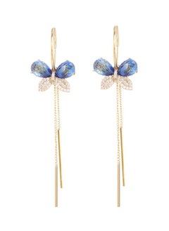 Butterfly Designed Rhinestone Studded Dangle Earrings