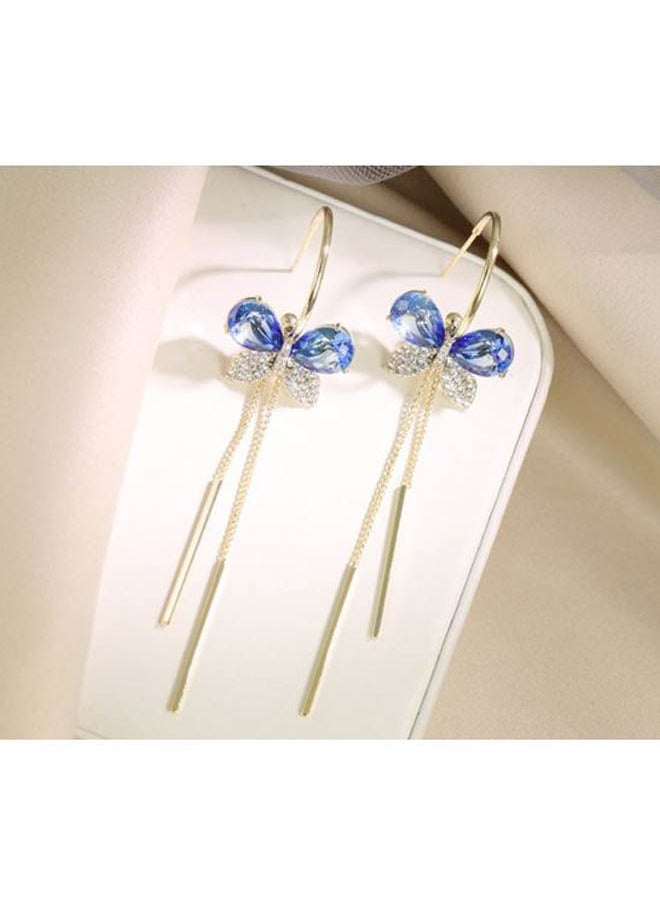 NIBEMINENT - Butterfly Designed Rhinestone Studded Dangle Earrings - Image 1