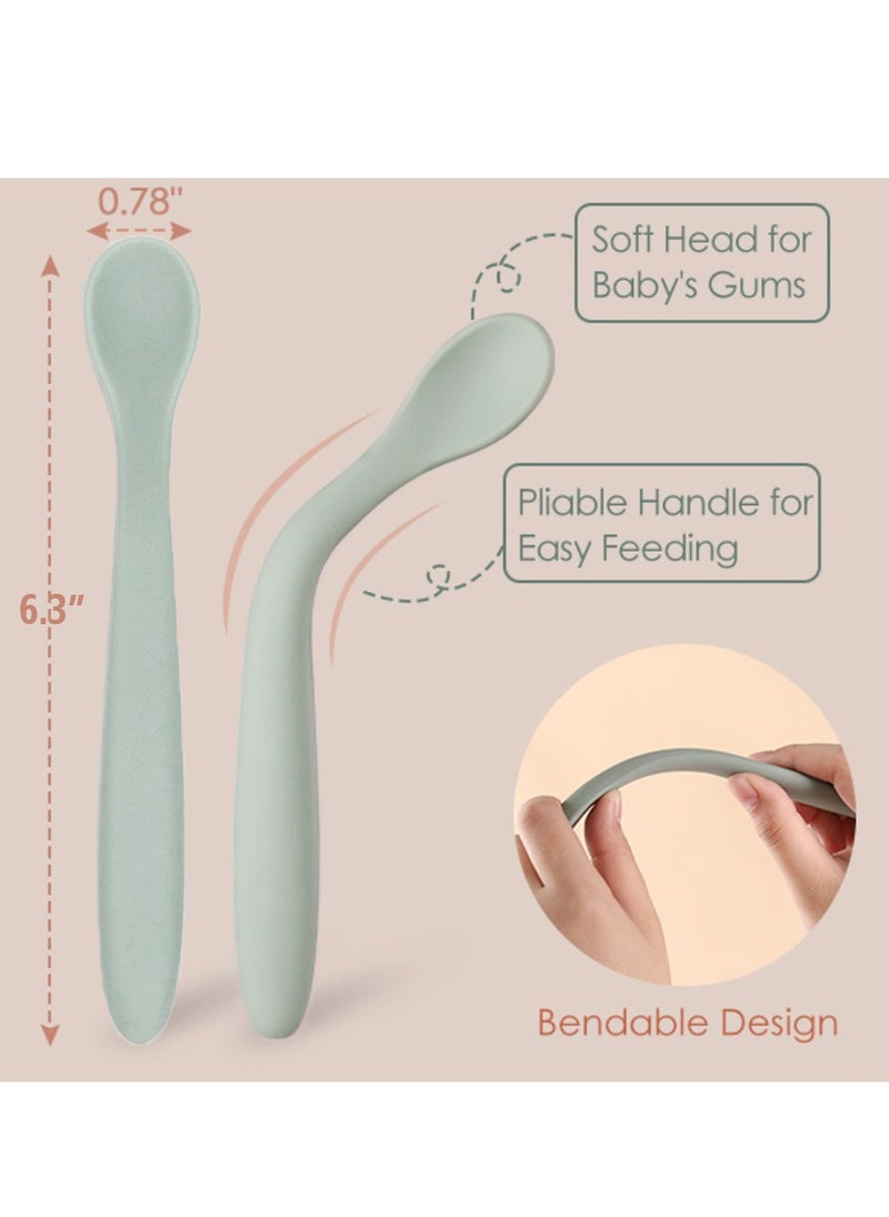 Generic 6-Piece Silicone Feeding Spoons, for Baby and Infant, Soft-Tip Easy on Gums I Training Spoon | Baby Utensils Feeding Supplies, Dishwasher & Boil-proof  - Image 2