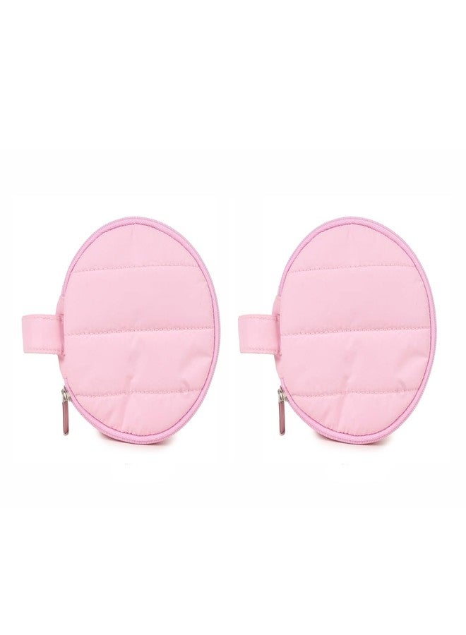 ASTRID Set of 2 Pink Round Pouch with Tassels and Zipper Closure - Image 1