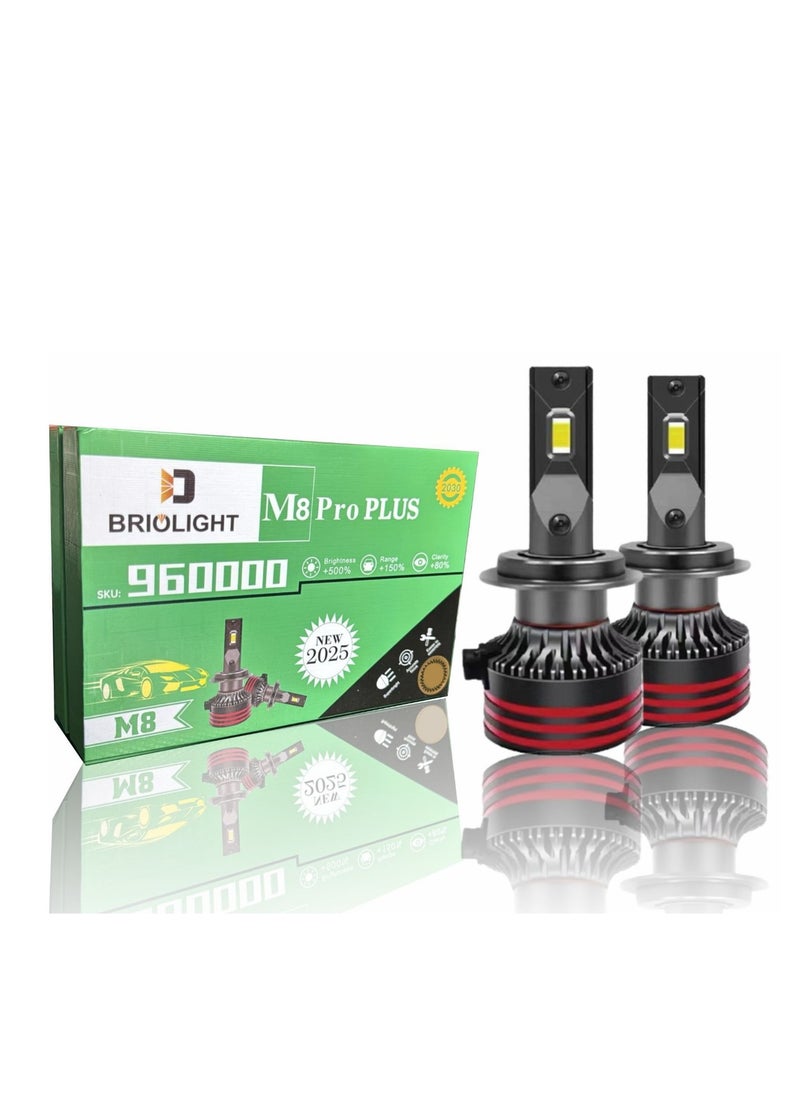 Generic BRIOLIGHT M8 Pro Plus H4 LED Headlight Bulbs, 11000LM, 6000K White, 2-Pack  - Image 1