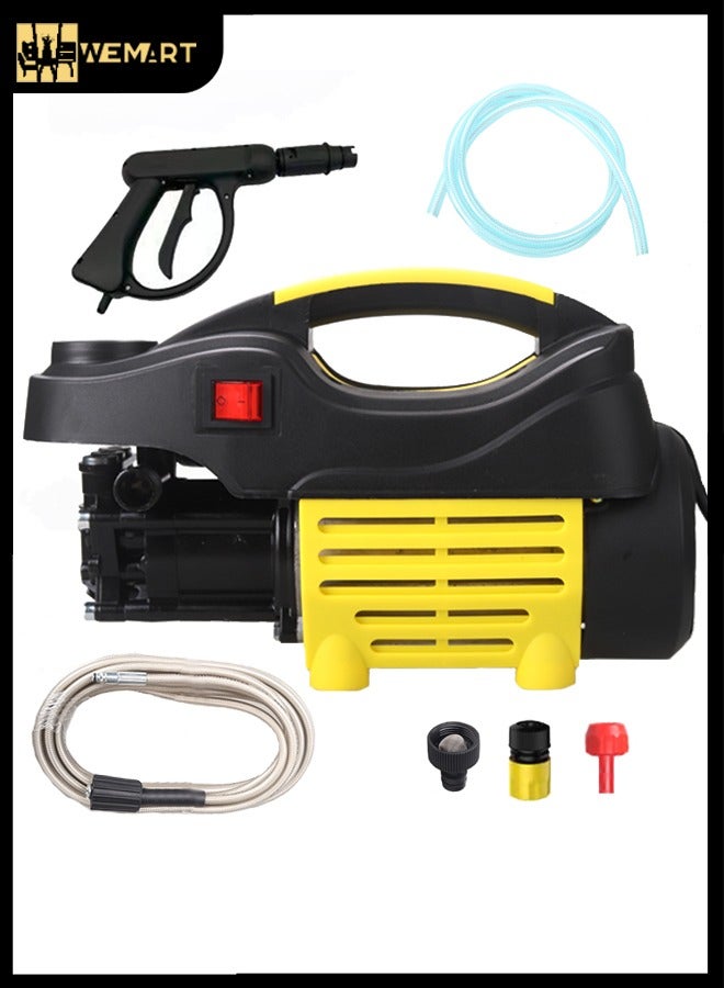 WEMART Electric Pressure Washer, 800W Max 8 Mpa Pressure Washer with Nozzle, Foam Pot and Spray Gun, 220V Pressure Washer with 23ft Hose and Power Cord for Floors/Cars/Fences/Yards，Black/Yellow  - Image 1