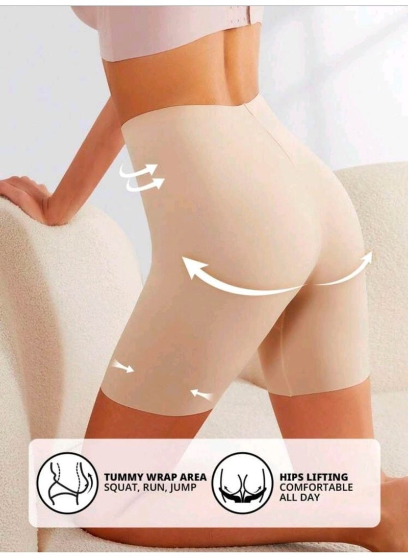 SHEIN-1pc Seamless High Waisted Tummy Control Skirted Leggings With Safety Shorts, Cooling,Breathable (Apricot) - Image 4