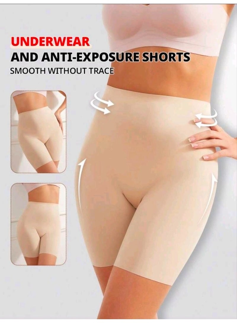 SHEIN-1pc Seamless High Waisted Tummy Control Skirted Leggings With Safety Shorts, Cooling,Breathable (Apricot) - Image 5