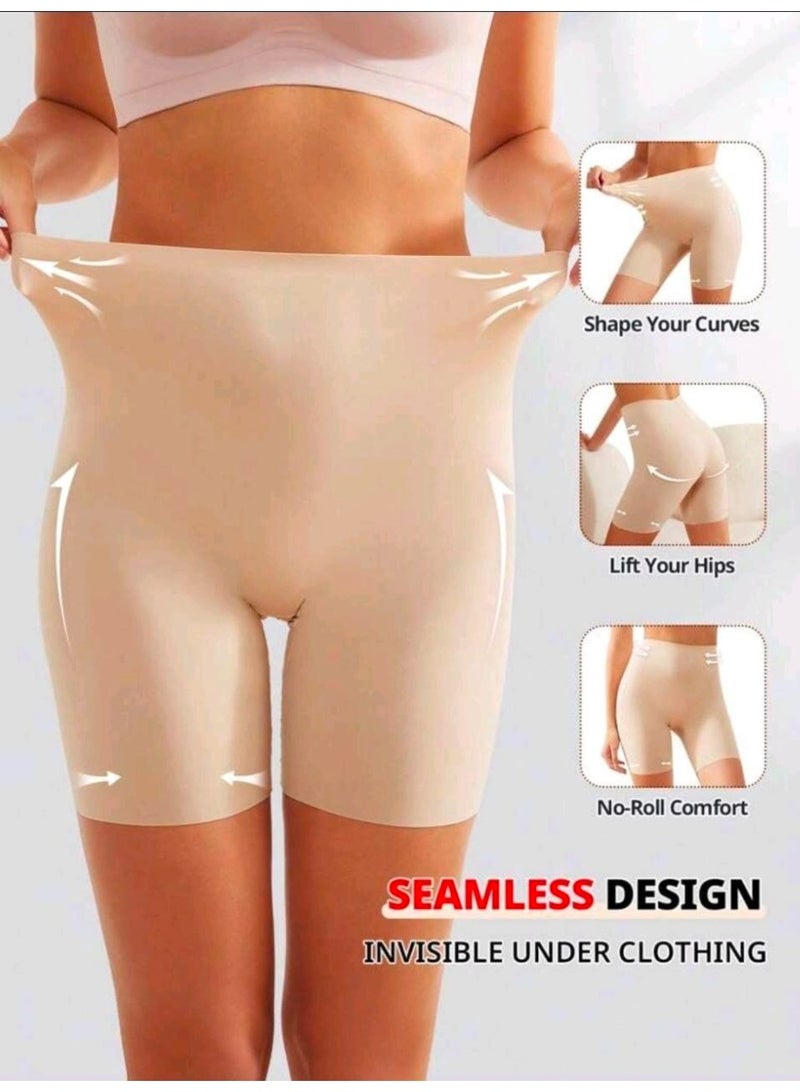 SHEIN-1pc Seamless High Waisted Tummy Control Skirted Leggings With Safety Shorts, Cooling,Breathable (Apricot) - Image 3