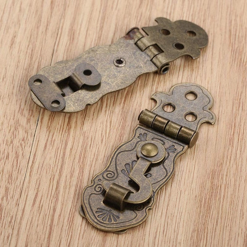 Tiazza 2Pcs Vintage Style Notebook Hasp 90 Degree Hardware Bronze Tone Metal Antique Latch Diary Jewelry Wood Box Catch Latch Hook Lock Hasp Decor - Image 3