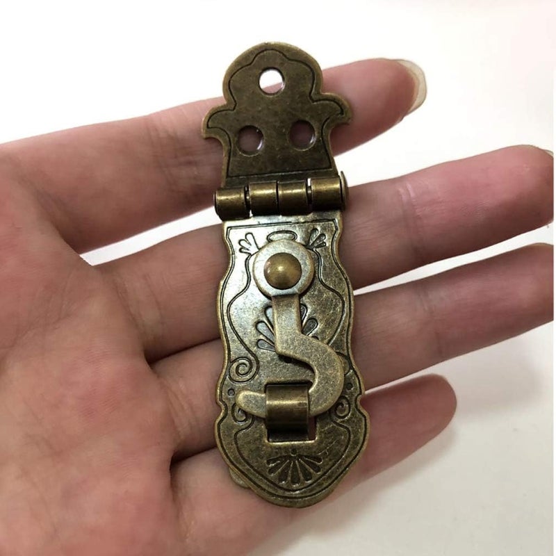 Tiazza 2Pcs Vintage Style Notebook Hasp 90 Degree Hardware Bronze Tone Metal Antique Latch Diary Jewelry Wood Box Catch Latch Hook Lock Hasp Decor - Image 4