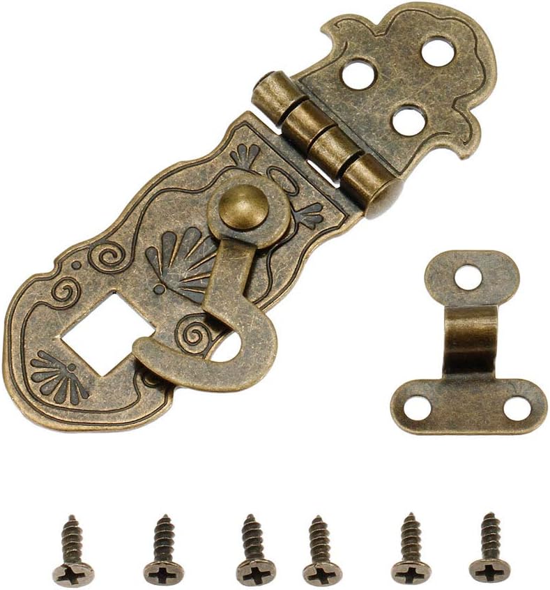Tiazza 2Pcs Vintage Style Notebook Hasp 90 Degree Hardware Bronze Tone Metal Antique Latch Diary Jewelry Wood Box Catch Latch Hook Lock Hasp Decor - Image 1