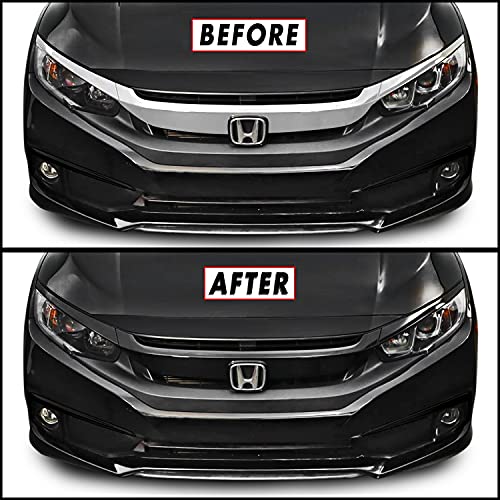 SlickMod Chrome Delete Blackout Vinyl Overlay for 2016-2021 Honda Civic Front Grill Trim (Gloss Black) - Image 3