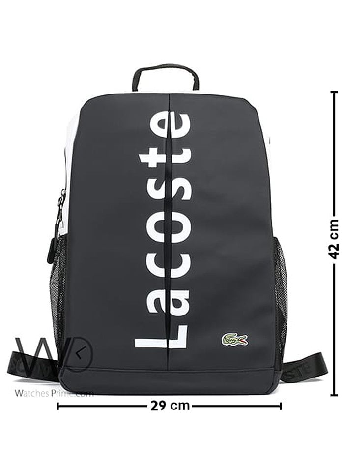 LACOSTE Lacoste Backpack Black White Fiber Men Laptop Bag  - Image 3