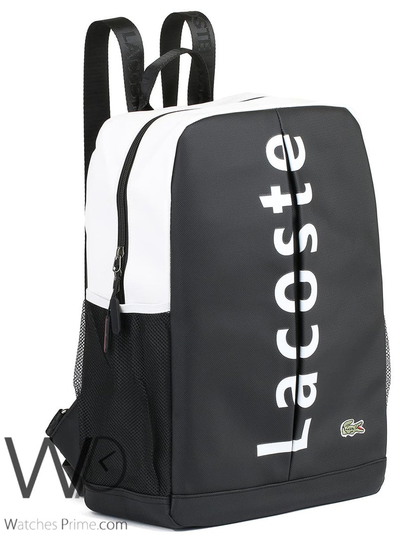 LACOSTE Lacoste Backpack Black White Fiber Men Laptop Bag  - Image 1