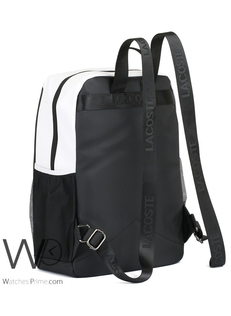 LACOSTE Lacoste Backpack Black White Fiber Men Laptop Bag  - Image 4
