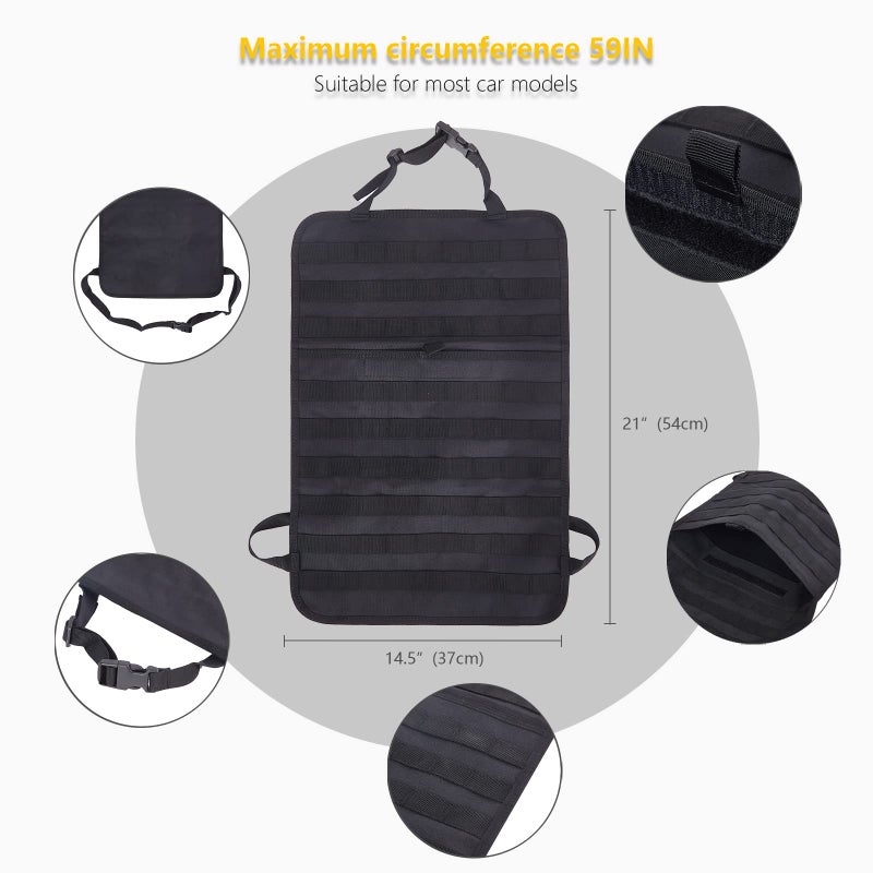 Jimikay Universal Tactical Seat â€‹Back Organizer Vehicle Molle Panel Organizer Storage Bag with 5 Detachable Molle Pouch for All Vehicel Such as Jeep,Truck,SUV, Car, Ford,Chevy etc (Upgraded-B-Khaki) - Image 3