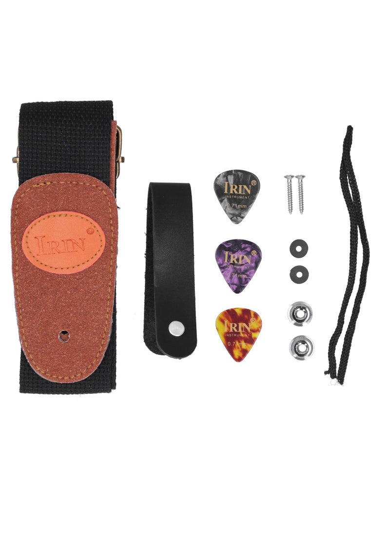 Generic - Pure Cotton Fender Guitar Strap Folk Wooden Guitar Strap Electric Guitar Strap Accessories for Sports and Entertainment Strap + neck + Pick + tail order - Image 1