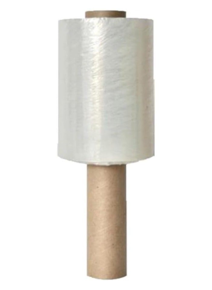 مارك [لفة واحدة] غلاف بلاستيكي شفاف صغير قابل للتمدد - غلاف بلاستيكي شديد التحمل مقاس 4 بوصات لتغليف البليت والتعبئة والنقل والتعبئة - غلاف ملتصق صغير - Image 1