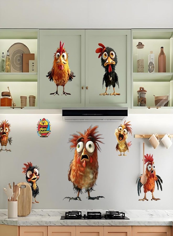 KeLay Fs Funny Rooster Wall Decals-Removable Drenched Chicken Wall Sticker Peel and Stick for Kids Baby Bedroom Nursery Playroom Bathroom Living Room Wall Decor(Funny Chicken) - Image 2
