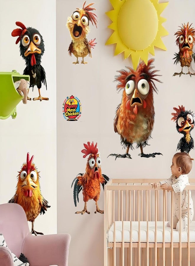 KeLay Fs Funny Rooster Wall Decals-Removable Drenched Chicken Wall Sticker Peel and Stick for Kids Baby Bedroom Nursery Playroom Bathroom Living Room Wall Decor(Funny Chicken) - Image 4