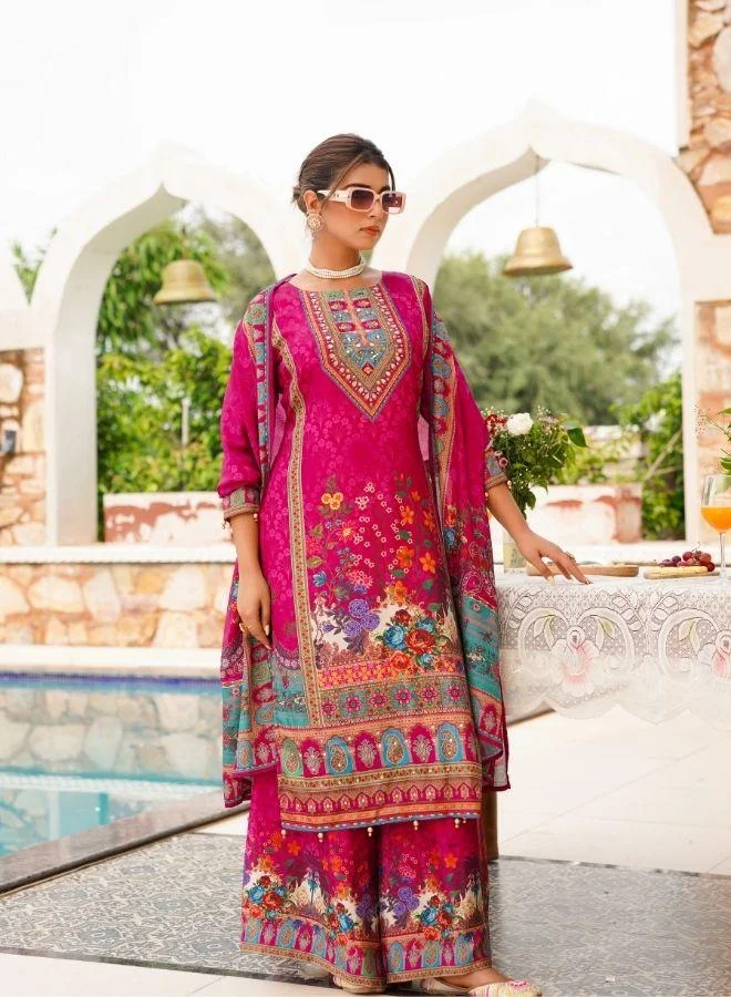 #Be Rani Pink Floral Printed Suit Set