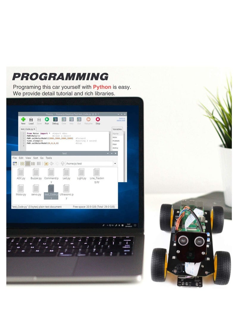 FREENOVE Freenove 4WD Smart Car Kit for Raspberry Pi 4, B 3, B+, B, A+, Face Tracking, Line Tracking, Light Tracing, Obstacle Avoidance, Colorful Light, Ultrasonic Camera Servo, Raspberry Pi NOT Included  - Image 5