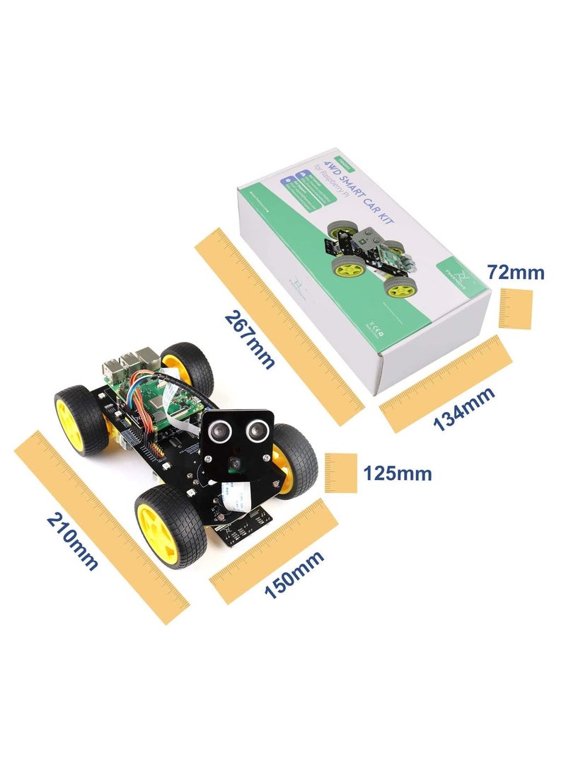 Freenove 4WD Smart Car Kit for Raspberry Pi 4, B 3, B+, B, A+, Face Tracking, Line Tracking, Light Tracing, Obstacle Avoidance, Colorful Light, Ultrasonic Camera Servo, Raspberry Pi NOT Included