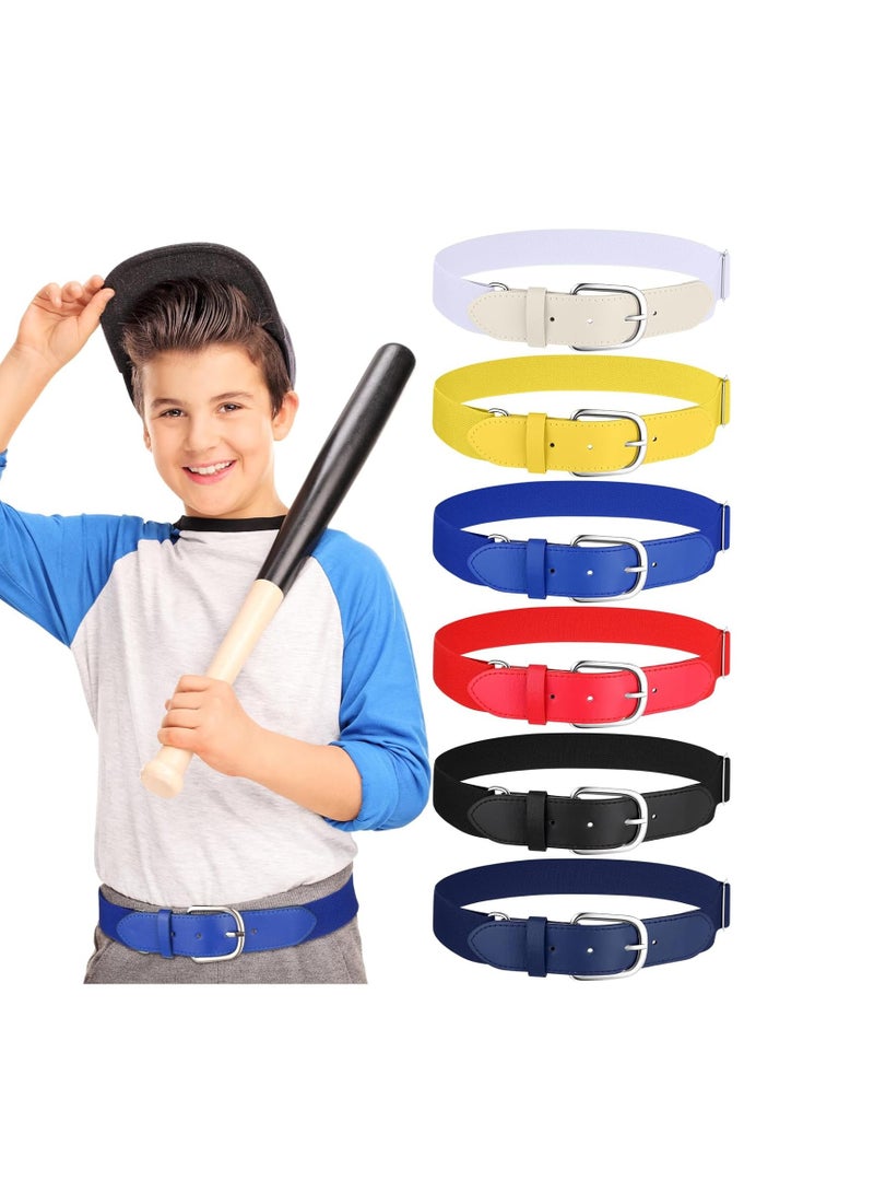 Softball Belt, 6 Pcs Youth Elastic Baseball Belt, Outdoor Sports Elastic Belt, 22-32 Inch Waistline Adjustable Softball Belt for Kids Boys and Girls - Image 1