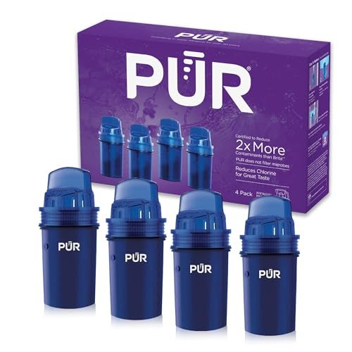 Pur فلتر استبدال إبريق وموزع مياه PUR 4-pack، فلتر مياه PUR الأصلي، ترشيح قوي وسريع 2 في 1، قيمة 8 أشهر، أزرق (PPF900Z4) - Image 1