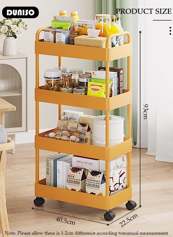 DUNISO عربة تنظيم متعددة الطبقات 4، عربة تخزين معدنية متحركة، عربة خدمات متحركة، عربة مطبخ، وحدة رفوف متحركة للمطبخ، غرفة النوم، الحمام، المكتب، غرفة الغسيل والمرآب - Image 2