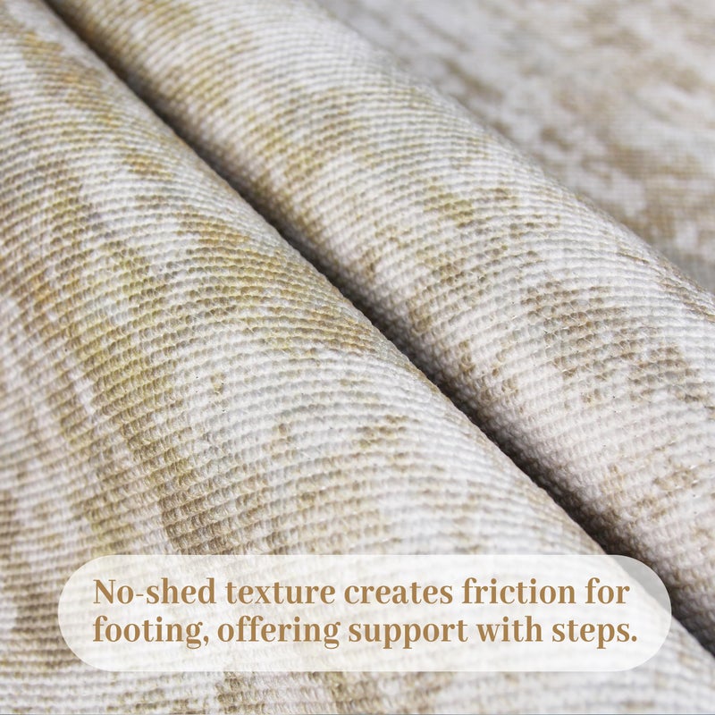 TTelephant Non Slip Floor Runners for Dogs 2.6x12 Washable Runner Rug Abstract, Joint Support for Senior Dogs, Woven, Extra Grip Traction Runners for Hallway, Entryway, Walkway, Beige/Yellow - Image 5