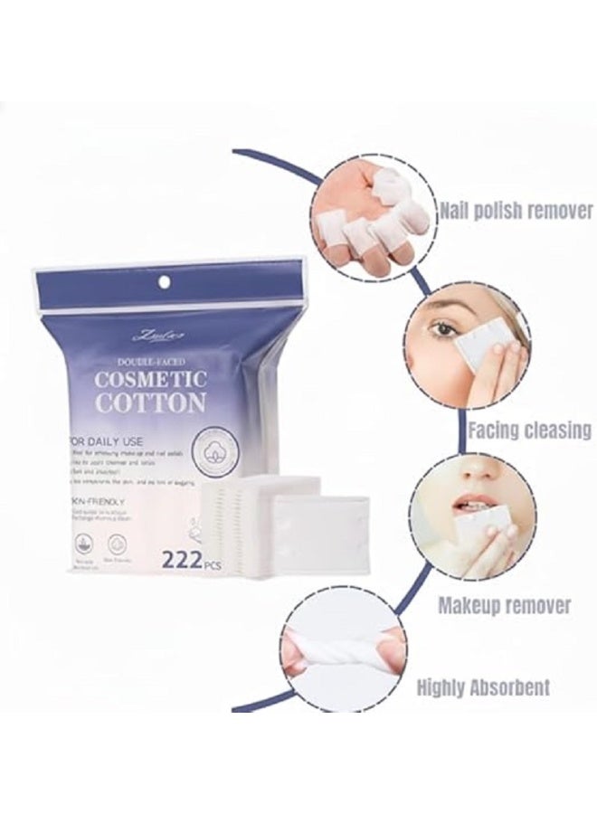 Soft Gauze Cotton for Makeup Removal and Skin Care – 222 Premium Cotton Pads Made of Non-Woven Fibers Gives You Gentle Cleaning and Silky Touch - Image 2