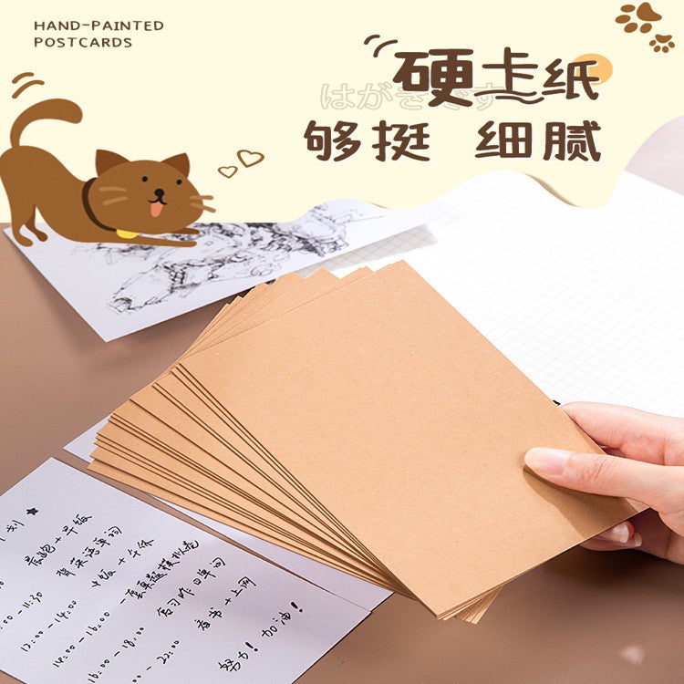 Blank Card Hard Paper White Hand-Painted Christmas Postcard Bookmark English Word Notes Making Greeting Card Paper - Image 4