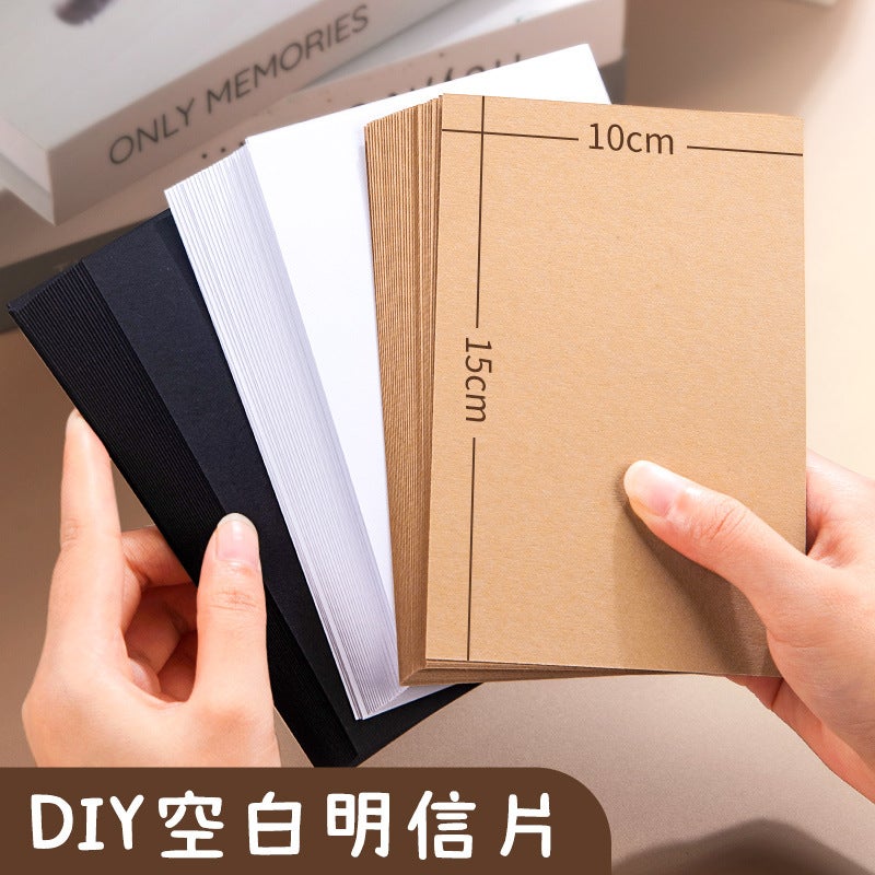 Blank Card Hard Paper White Hand-Painted Christmas Postcard Bookmark English Word Notes Making Greeting Card Paper - Image 1