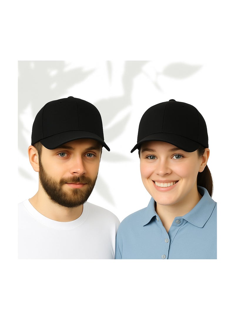 Nenoush Plain Sandwich Baseball Cotton Classic and adjustable buckle closure Cap for Unisex Full black Sandwich