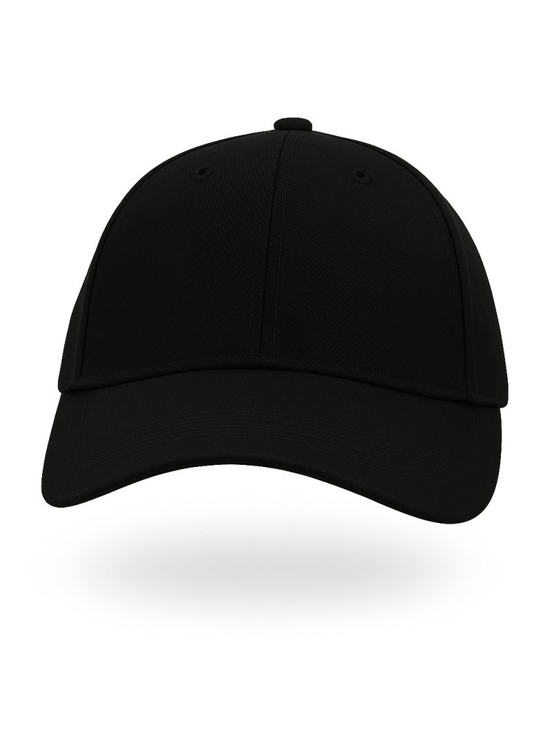 Nenoush Plain Sandwich Baseball Cotton Classic and adjustable buckle closure Cap for Unisex Full black Sandwich