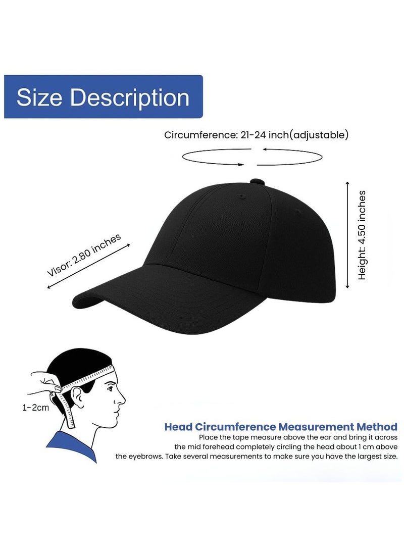 Nenoush Plain Sandwich Baseball Cotton Classic and adjustable buckle closure Cap for Unisex Full black Sandwich