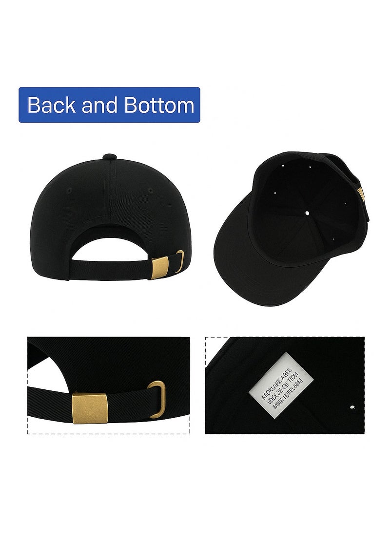 Nenoush Plain Sandwich Baseball Cotton Classic and adjustable buckle closure Cap for Unisex Full black Sandwich