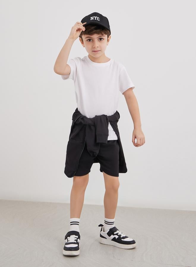 ستايلي شورت ستايلي بويز موحد للمدرسة بلون سادة مع رباط - Image 2