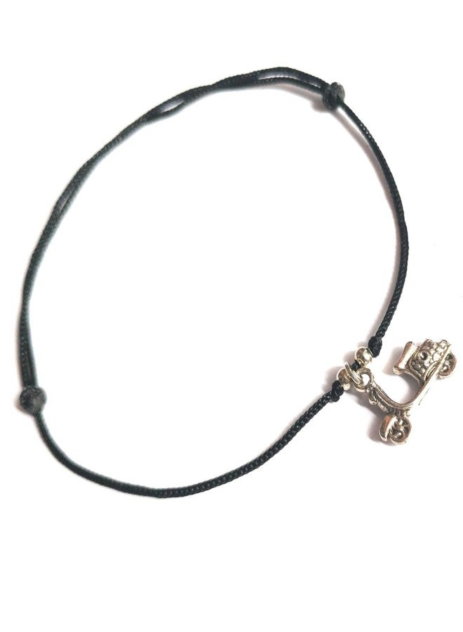 Jyokrish Handmade Adjustable Simple Black Thread twisted hanging Scooter anklet For Women | girls | Nazariya |Payal | Nazar Battu |Free Size |Single Leg - Image 2
