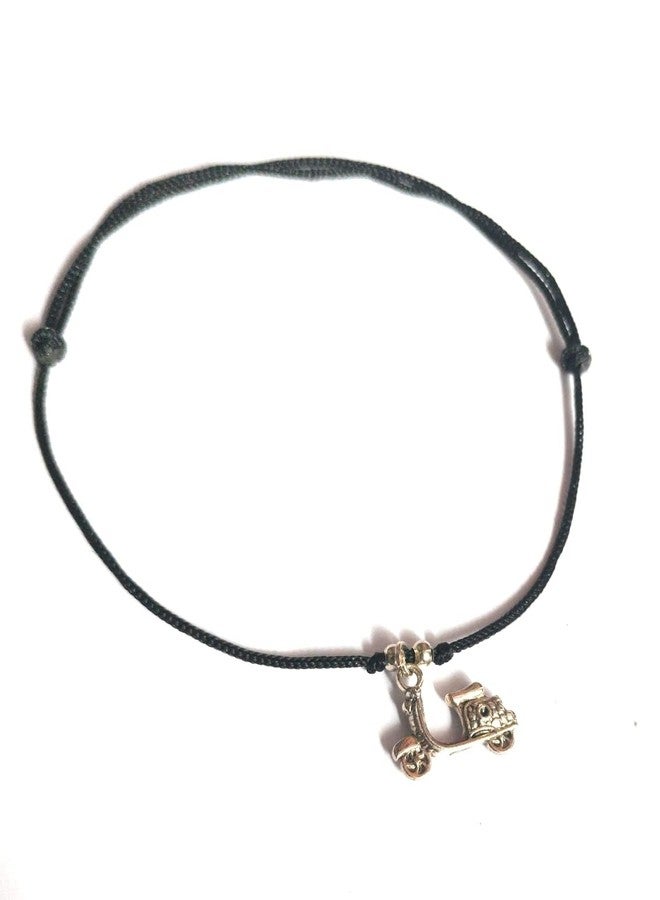 Jyokrish Handmade Adjustable Simple Black Thread twisted hanging Scooter anklet For Women | girls | Nazariya |Payal | Nazar Battu |Free Size |Single Leg - Image 3
