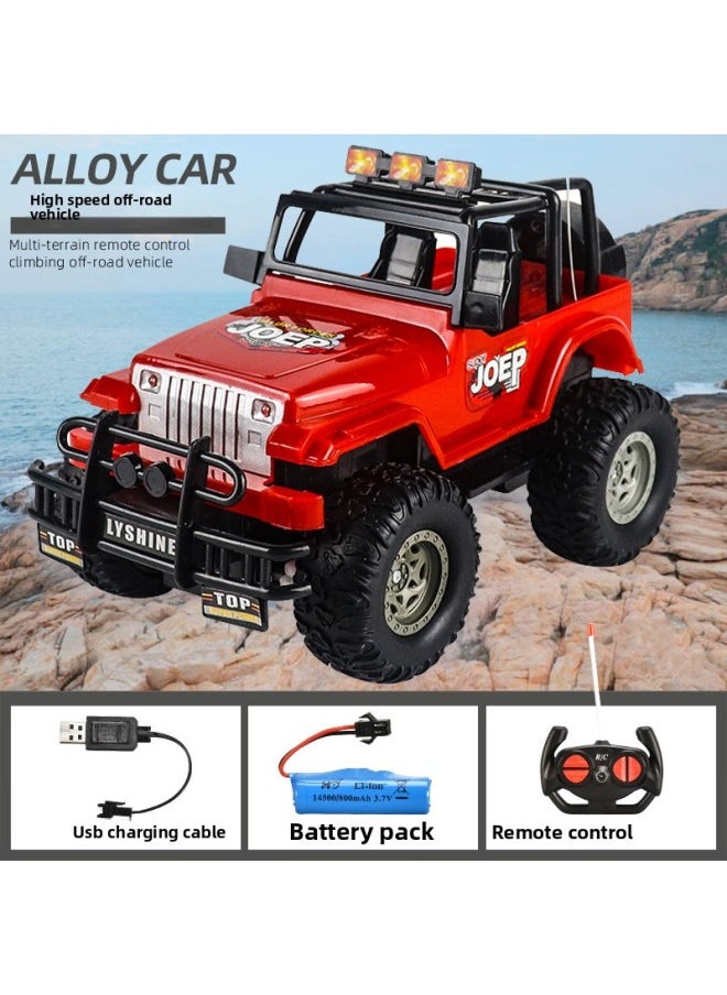 Generic Oversized Remote Control Car Off-road Vehicle Climbing Car Fall-resistant Electric Children's Toy Boy Drift Racing Model-Color:Remote Control Off-road Red-Proportion:Endurance [2 Rechargeable Batteries]]  - Image 1