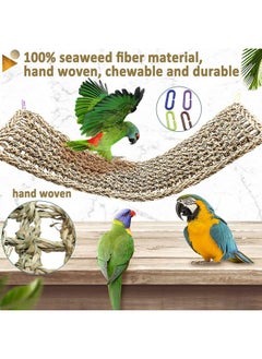Hamiledyi Bird Seagrass Mat 29.5"×7" Parrot Natural Grass Woven Net Hammock Hanging On Cage With Hooks Parakeet Climbing Rope Ladder Chew Toys For Pigeon Cockatiel Conure Budgie Cockatoo Rat  - Image 4