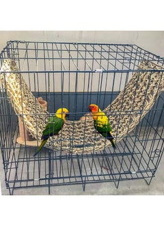 Hamiledyi Bird Seagrass Mat 29.5"×7" Parrot Natural Grass Woven Net Hammock Hanging On Cage With Hooks Parakeet Climbing Rope Ladder Chew Toys For Pigeon Cockatiel Conure Budgie Cockatoo Rat  - Image 5