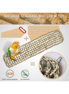 Hamiledyi Bird Seagrass Mat 29.5"×7" Parrot Natural Grass Woven Net Hammock Hanging On Cage With Hooks Parakeet Climbing Rope Ladder Chew Toys For Pigeon Cockatiel Conure Budgie Cockatoo Rat  - Image 2