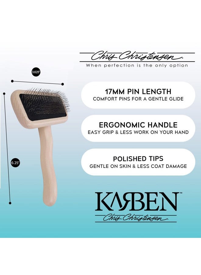 Chris Christensen Karben II Slicker Brush for Dogs, Groom Like a Professional, Ideal For All Coat Types, Remove Shedding Coat, Tangles and Dead Undercoat, 17 mm Stainless Steel Pins, Small  - Image 3