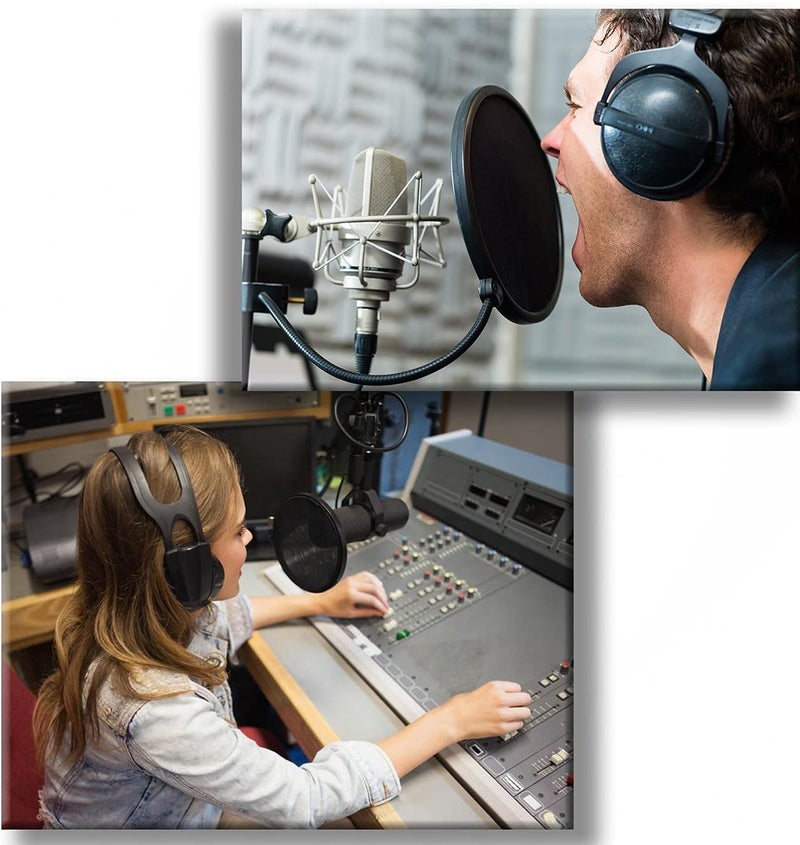 Powerpak PF-100 6 inch Studio Microphone Pop Filter | For Singing, Music making, Smule, Studio Recording and YouTube | Shield Mask with 360 flexible pop filter screen with Gooseneck clip (Black) - Image 4