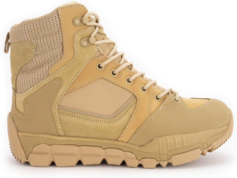 RYNO GEAR Men's Trek Coolmax Tactical 6" Side Zip Combat Boots - Beige - Image 2