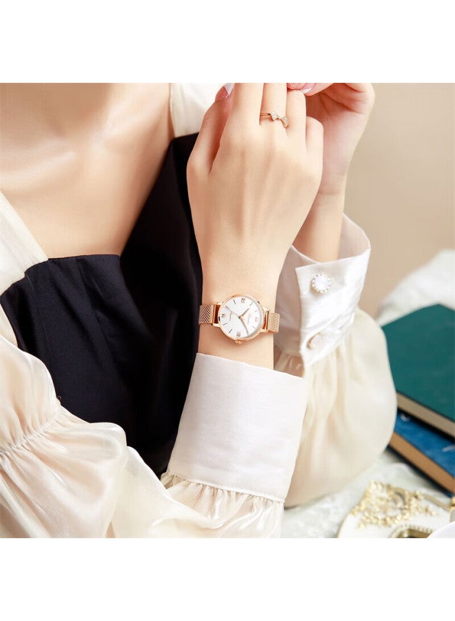 Rossini Women's Watch, Qixi Valentine's Day Gift, Ladies Quartz Watch With White Dial, Water-resistant Milanese Strap, Women's Watch 619920 - Image 1