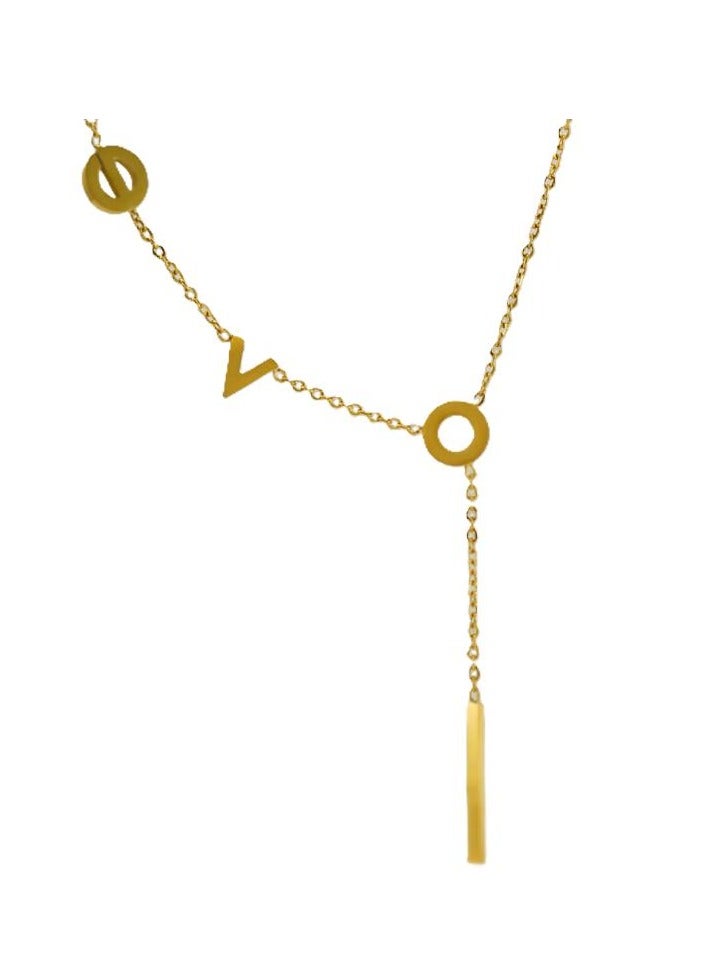 AMETOER Trendy Stainless Steel 18K Gold Plated Asymmetrical Letter Necklace for Women - European and American Fashion Meaningful Clavicle Chain - Image 1