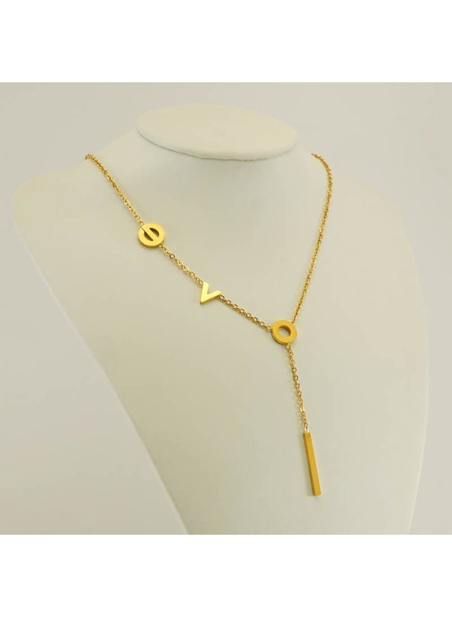 AMETOER Trendy Stainless Steel 18K Gold Plated Asymmetrical Letter Necklace for Women - European and American Fashion Meaningful Clavicle Chain - Image 4